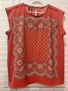 Mango Rust-Red Paisley Bandana Print Top